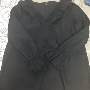 NWOT Ann Taylor Black Blouse with Lace Detail